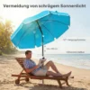 Strandparasol Ø150 Cm Waterafstotend Opvouwbaar Strandparasol Met Zandanker Verstelbare Helling Draagtas Blauw