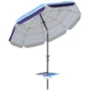 Strandparasol Ø198 Cm UV30+ Strandparasol Met Inklapbare Tafel Drankhouder Verstelbare Kanteling Meerkleurig