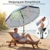 Strandparasol Ø198 Cm UV30+ Strandparasol Met Inklapbare Tafel Drankhouder Verstelbare Kanteling Meerkleurig