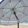 Strandparasol Ø198 Cm UV30+ Strandparasol Met Inklapbare Tafel Drankhouder Verstelbare Kanteling Meerkleurig