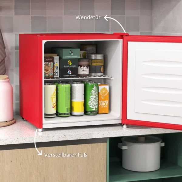 Tafelvriezer Met Een Capaciteit Van 35 Liter, Kleine Vriezer Met Omkeerbare Deur, Rood