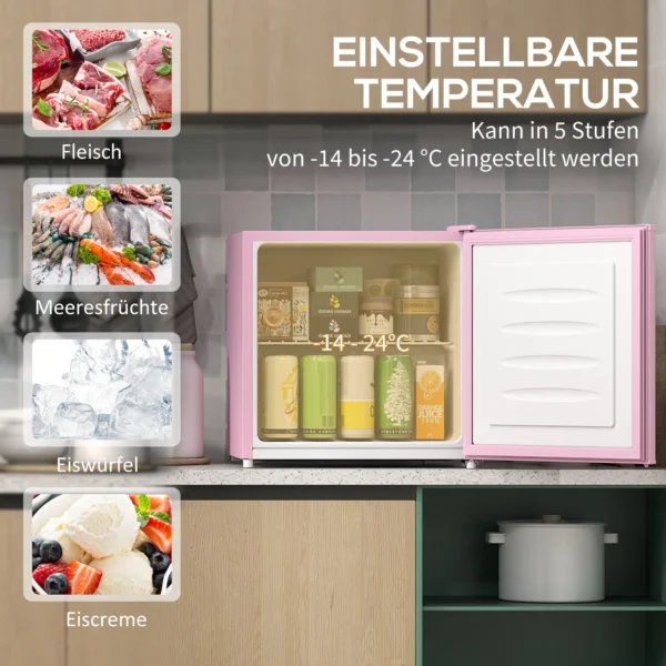 Tafelvriezer Met Een Capaciteit Van 35 Liter, Kleine Vriezer Met Omkeerbare Deur, Roze