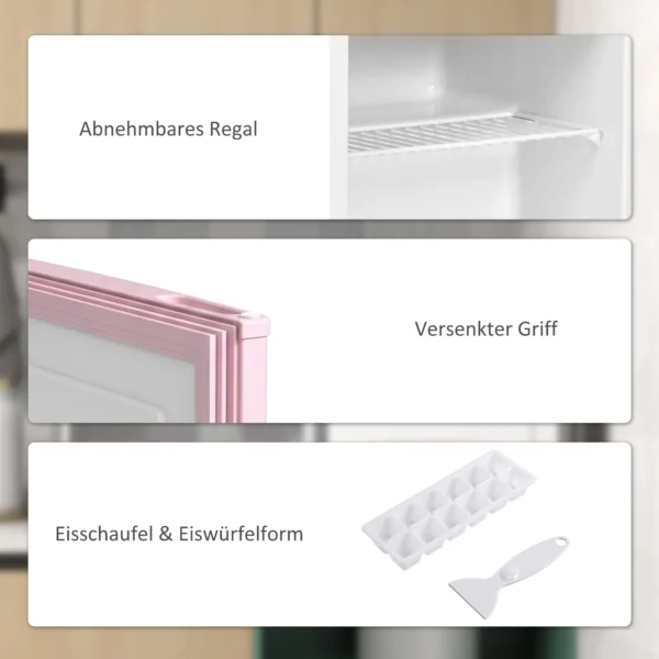 Tafelvriezer Met Een Capaciteit Van 35 Liter, Kleine Vriezer Met Omkeerbare Deur, Roze