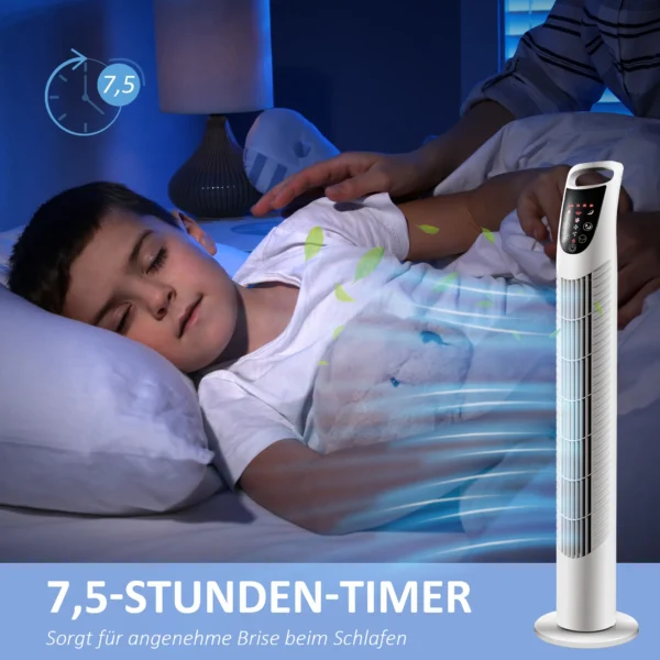 Torenventilator, 3 Modi, Stille Werking, Timer, Afstandsbediening, 18x78,5cm, Wit