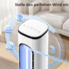 Torenventilator Zonder Rotor Voor Slaapkamers, 35 DB Stille Staande Ventilator Met 50° Oscillatie, LED verlichting, 3 Snelheden, 15 uurs Timer, Wit