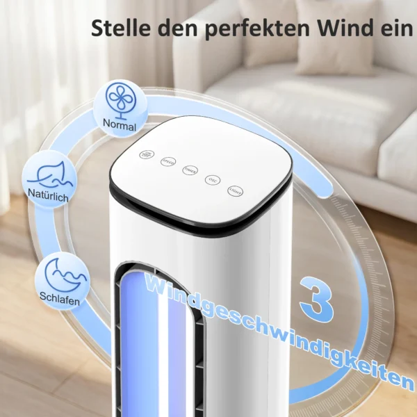 Torenventilator Zonder Rotor Voor Slaapkamers, 35 DB Stille Staande Ventilator Met 50° Oscillatie, LED verlichting, 3 Snelheden, 15 uurs Timer, Wit