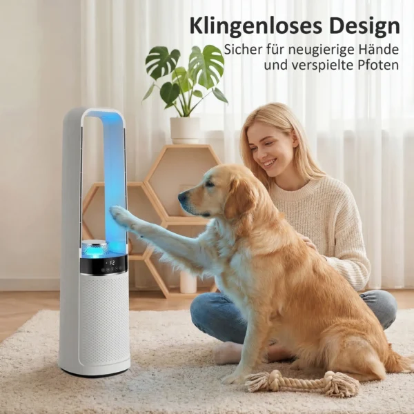 Torenventilator Zonder Rotorbladen, Met 45° Oscillatie, LED licht, 3 Snelheden, 12 uurs Timer, Afstandsbediening