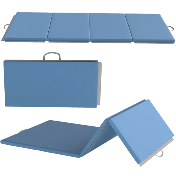 Trainingsmat, Opvouwbare Fitnessmat Sportmat Met Handvatten Voor Yoga, MMA, Fitness, Pilates 240 X 120 X 5 Cm Lichtblauw
