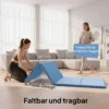 Trainingsmat, Opvouwbare Fitnessmat Sportmat Met Handvatten Voor Yoga, MMA, Fitness, Pilates 240 X 120 X 5 Cm Lichtblauw