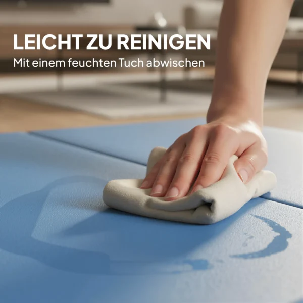 Trainingsmat, Opvouwbare Fitnessmat Sportmat Met Handvatten Voor Yoga, MMA, Fitness, Pilates 240 X 120 X 5 Cm Lichtblauw