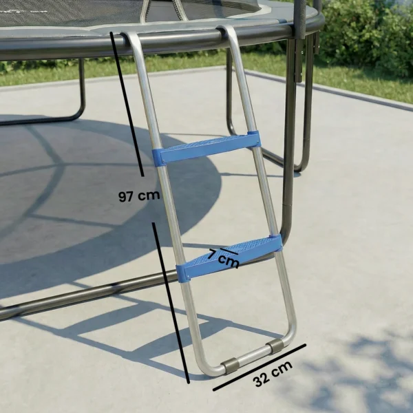 Trampoline Ladder 32/63 Cm 2 Treden Instapladder Trampoline Ladder Tot 150 Kg Met Verzinkt Stalen Frame Blauw