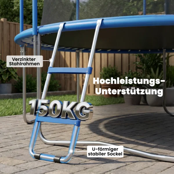 Trampoline Ladder 32/63 Cm 2 Treden Instapladder Trampoline Ladder Tot 150 Kg Met Verzinkt Stalen Frame Blauw