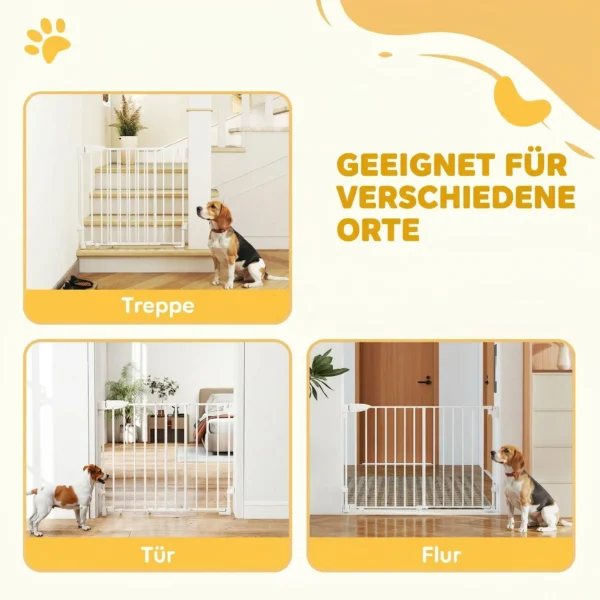 Traphekje Deurbeveiligingshekje 74,5 111,5cm Deurhekje Met Auto Sluit Tweezijdige Eenhandige Opening Wit