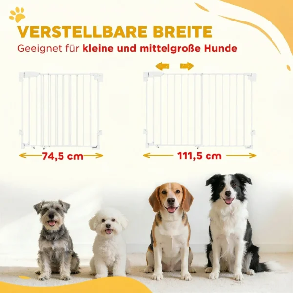 Traphekje Deurbeveiligingshekje 74,5 111,5cm Deurhekje Met Auto Sluit Tweezijdige Eenhandige Opening Wit