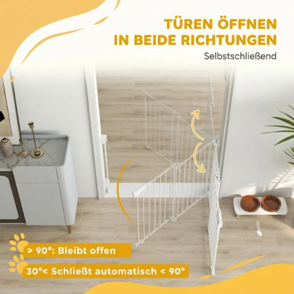 Traphekje Deurbeveiligingshekje 74,5 111,5cm Deurhekje Met Auto Sluit Tweezijdige Eenhandige Opening Wit