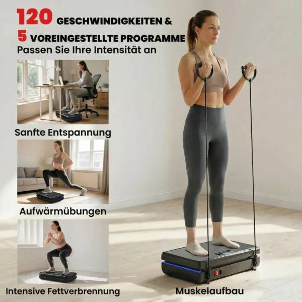 Trilplaat Met 120 Intensiteitsniveaus, 5 Voorgeprogrammeerde LED lampjes, Weerstandsbanden, Antislip