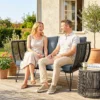 Tuinbank Met Kussens 2 zits Bank Outdoor Balkon Bank Rieten Bank Polyrattan Tuinmeubilair 123 X 67 X 72 Cm Lichtgrijs