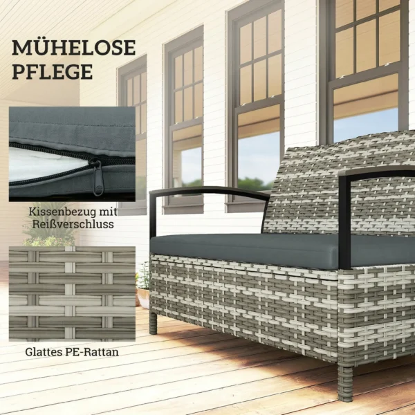 Tuinbank Met Opbergruimte 2 zits Bank Met Kussens Handgrepen 125L Poly Rattan 123 X 70 X 82 Cm Donkergrijs