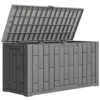 Tuinbox 227 Liter Waterdicht Afsluitbaar UV bestendig Kussenbox Met Houtlook Voor Tuin 106,5x43x54,5cm Grijs