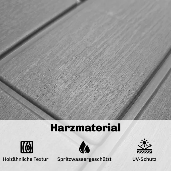 Tuinbox 227 Liter Waterdicht Afsluitbaar UV bestendig Kussenbox Met Houtlook Voor Tuin 106,5x43x54,5cm Grijs