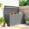 Tuinbox 379 Liter Waterdicht Afsluitbaar UV bestendig Kussenbox Met Houtlook Voor Tuin 122,5x56x62cm Grijs