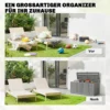 Tuinbox 379 Liter Waterdicht Afsluitbaar UV bestendig Kussenbox Met Houtlook Voor Tuin 122,5x56x62cm Grijs