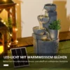 Tuinfontein, Natuurlijke Uitstraling, 4 traps, Zonne energie, LEDs, 57cm Hoogte, Donkergrijs