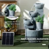 Tuinfontein, Natuurlijke Uitstraling, 4 traps, Zonne energie, LEDs, 57cm Hoogte, Donkergrijs