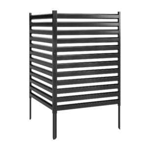 Tuinhek 2 Panelen 91 X 152 Cm Metaal Privacyhek Met Palen & Beschermkappen Roestvrij Zwart