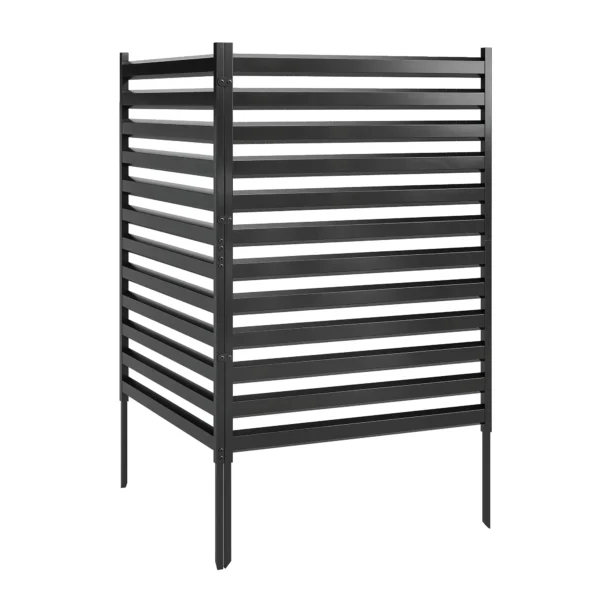 Tuinhek 2 Panelen 91 X 152 Cm Metaal Privacyhek Met Palen & Beschermkappen Roestvrij Zwart