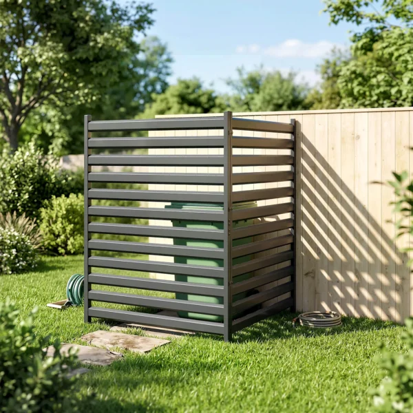 Tuinhek 2 Panelen 91 X 152 Cm Metaal Privacyhek Met Palen & Beschermkappen Roestvrij Zwart