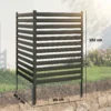 Tuinhek 2 Panelen 91 X 152 Cm Metaal Privacyhek Met Palen & Beschermkappen Roestvrij Zwart