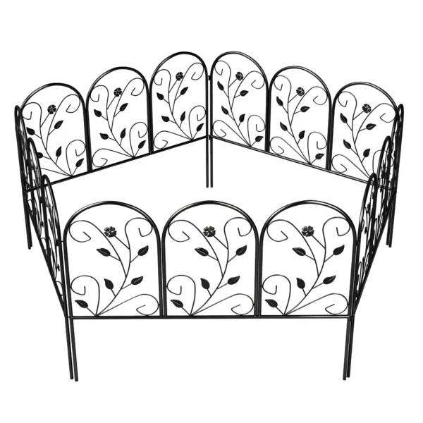 Tuinhek Metaal 80 X 60 Cm Decoratief Roosterhek Set Met Voet Voor Tuin Bloembedden Dierenbarrière Zwart