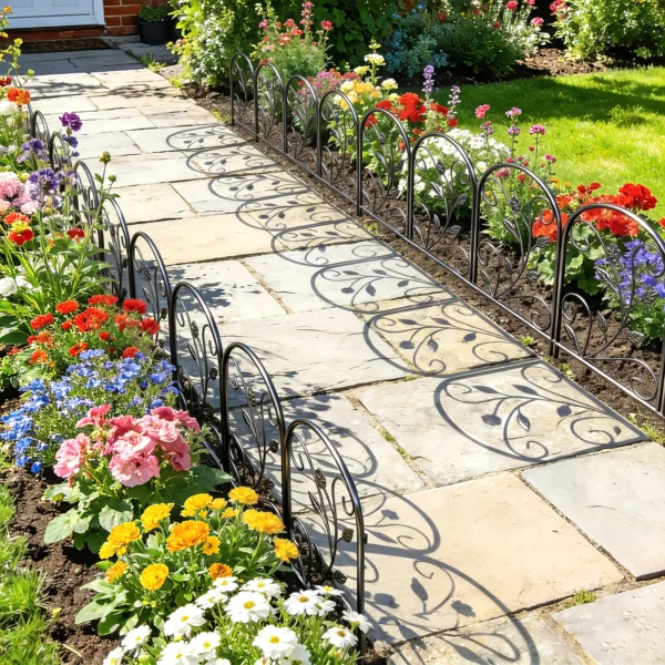 Tuinhek Metaal 80 X 60 Cm Decoratief Roosterhek Set Met Voet Voor Tuin Bloembedden Dierenbarrière Zwart