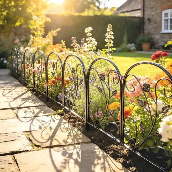 Tuinhek Metaal 80 X 60 Cm Decoratief Roosterhek Set Met Voet Voor Tuin Bloembedden Dierenbarrière Zwart