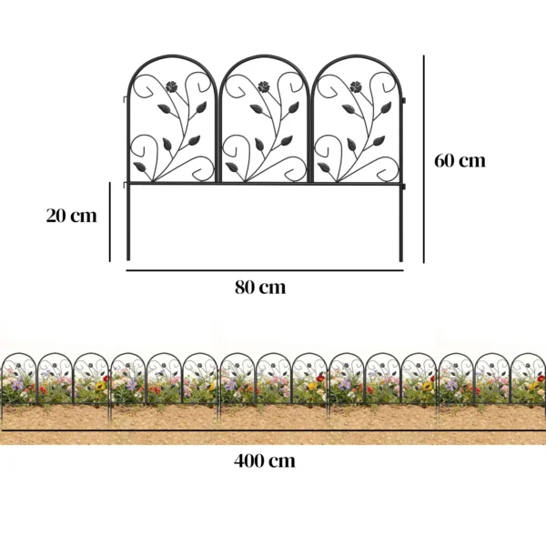 Tuinhek Metaal 80 X 60 Cm Decoratief Roosterhek Set Met Voet Voor Tuin Bloembedden Dierenbarrière Zwart
