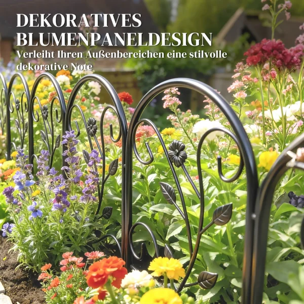 Tuinhek Metaal 80 X 60 Cm Decoratief Roosterhek Set Met Voet Voor Tuin Bloembedden Dierenbarrière Zwart