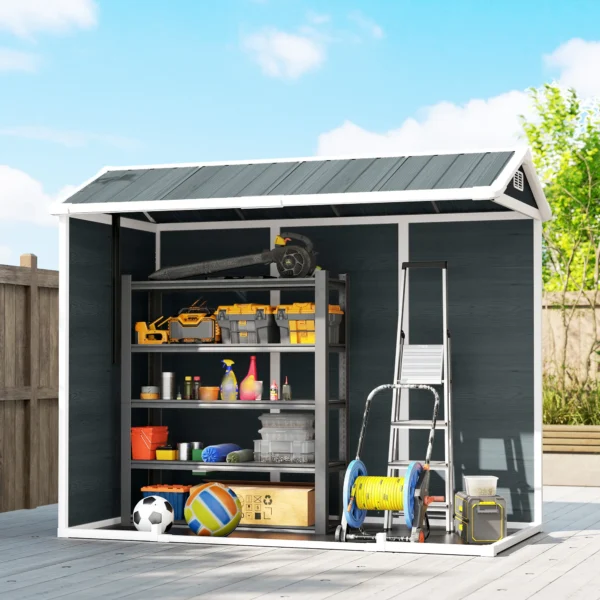 Tuinhuis 2,77 M², Tuinschuur Met Houtlook 2 Ramen Dubbele Deur Ventilatie Vloer Slot Handschoenen