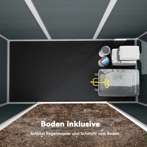 Tuinhuis 2,77 M², Tuinschuur Met Houtlook 2 Ramen Dubbele Deur Ventilatie Vloer Slot Handschoenen