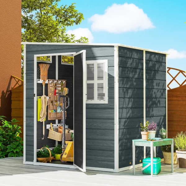 Tuinhuis 2,89 M² Tuinschuur Met Houtlook 3 Ramen Ventilatie Vloer Slot Handschoenen 182 X 182 X 196 Cm
