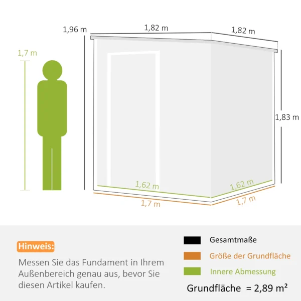 Tuinhuis 2,89 M² Tuinschuur Met Houtlook 3 Ramen Ventilatie Vloer Slot Handschoenen 182 X 182 X 196 Cm