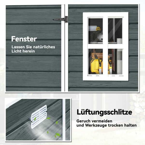 Tuinhuis 2,89 M² Tuinschuur Met Houtlook 3 Ramen Ventilatie Vloer Slot Handschoenen 182 X 182 X 196 Cm