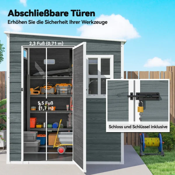 Tuinhuis 2,89 M² Tuinschuur Met Houtlook 3 Ramen Ventilatie Vloer Slot Handschoenen 182 X 182 X 196 Cm