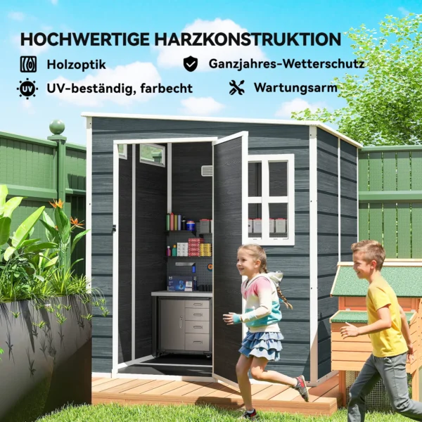 Tuinhuis 2,89 M² Tuinschuur Met Houtlook 3 Ramen Ventilatie Vloer Slot Handschoenen 182 X 182 X 196 Cm