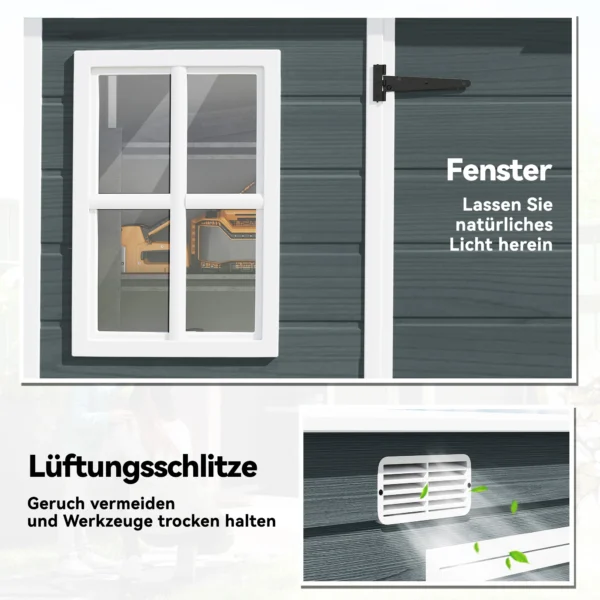 Tuinhuis 3,2m², Tuinschuur Met Zadeldak, 303x123x197cm Met Raam Afsluitbare Deur Ventilatieopening Vloer