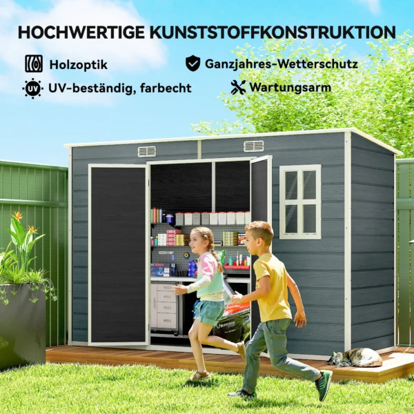 Tuinhuis 3,2m², Tuinschuur Met Zadeldak, 303x123x197cm Met Raam Afsluitbare Deur Ventilatieopening Vloer