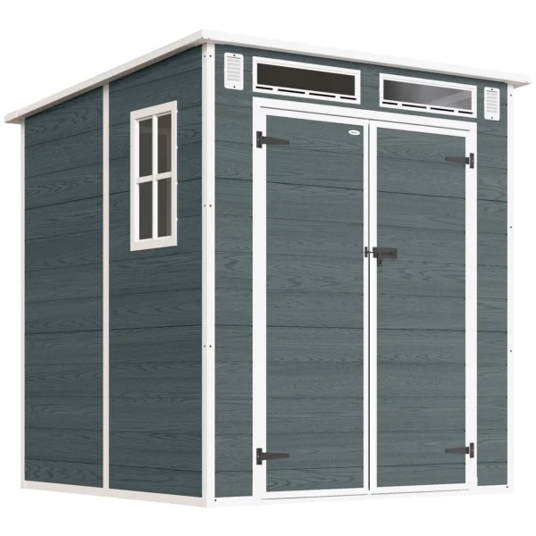 Tuinhuisje 2,89 M², Berging Met Houtlook 3 Ramen Dubbele Deur Ventilatie Vloer Slot, 182 X 182 X 196 Cm