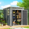 Tuinhuisje 2,89 M², Berging Met Houtlook 3 Ramen Dubbele Deur Ventilatie Vloer Slot, 182 X 182 X 196 Cm