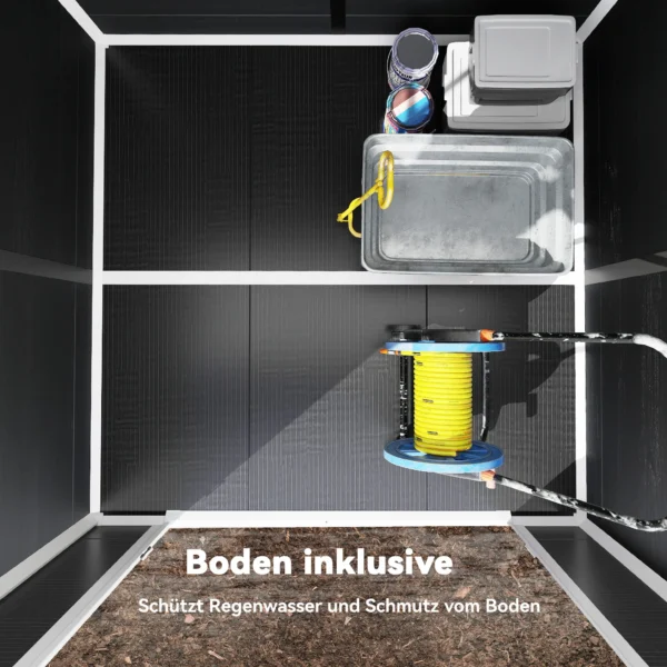 Tuinhuisje 2,89 M², Berging Met Houtlook 3 Ramen Dubbele Deur Ventilatie Vloer Slot, 182 X 182 X 196 Cm