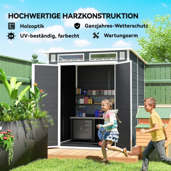 Tuinhuisje 2,89 M², Berging Met Houtlook 3 Ramen Dubbele Deur Ventilatie Vloer Slot, 182 X 182 X 196 Cm